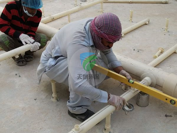 巴基斯坦市政生活污水曝气系统安装现场